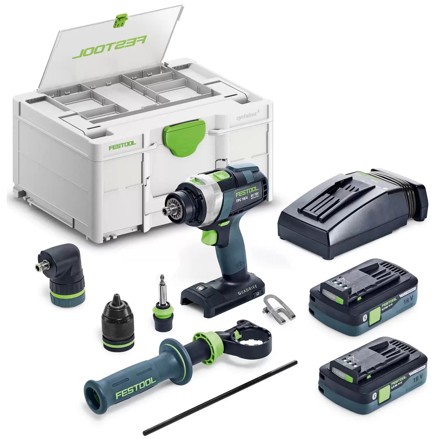 Festool 577626 18V Cordless Hammer Drill Set QUADRIVE TPC 18/4 HPC4,0 I-Set